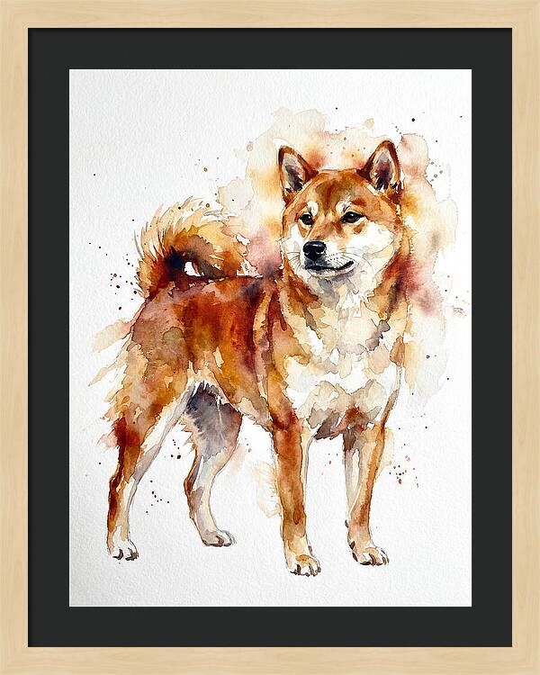 Shiba Inu Watercolor Portrait