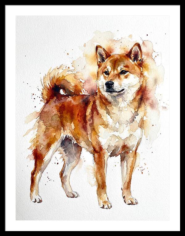 Shiba Inu Watercolor Portrait