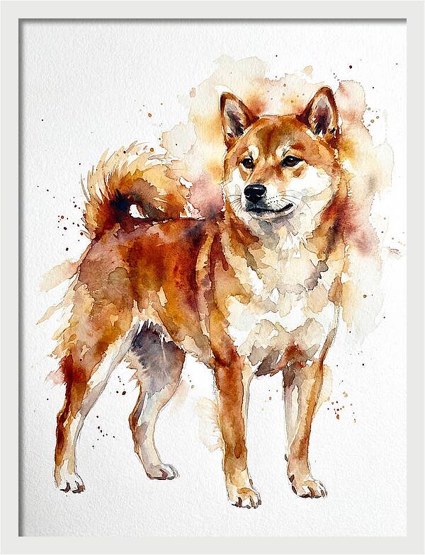 Shiba Inu Watercolor Portrait