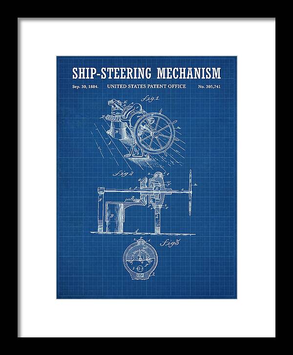 Ship Steering Mechanism Blueprint Patent Us305741a