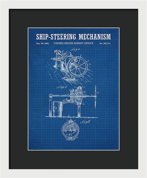 Ship Steering Mechanism Blueprint Patent Us305741a