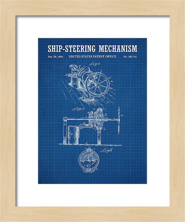 Ship Steering Mechanism Blueprint Patent Us305741a