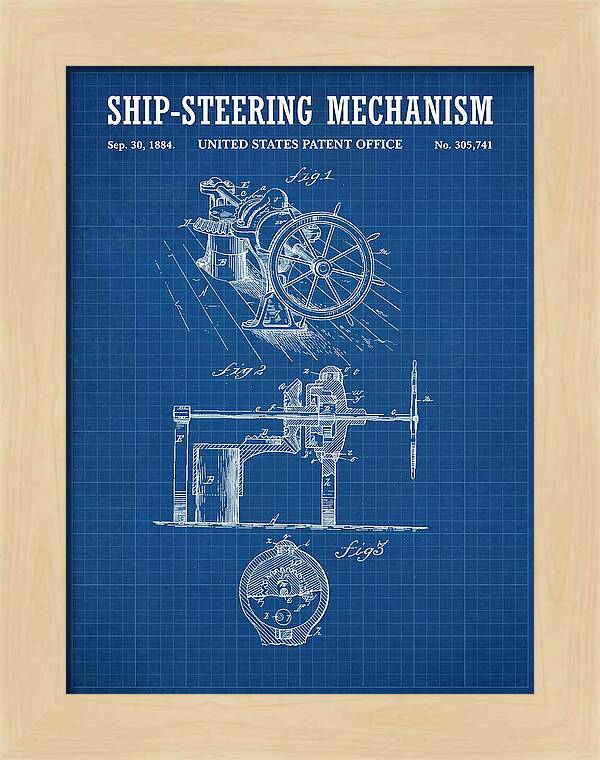 Ship Steering Mechanism Blueprint Patent Us305741a