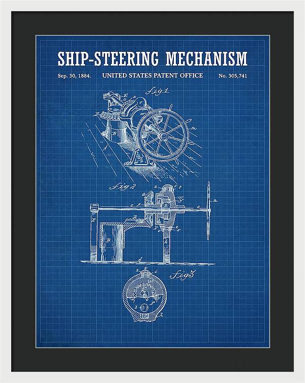 Ship Steering Mechanism Blueprint Patent Us305741a