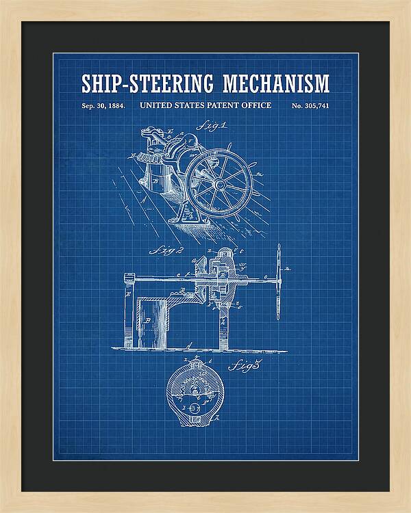 Ship Steering Mechanism Blueprint Patent Us305741a