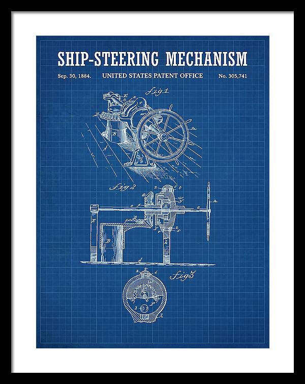 Ship Steering Mechanism Blueprint Patent Us305741a