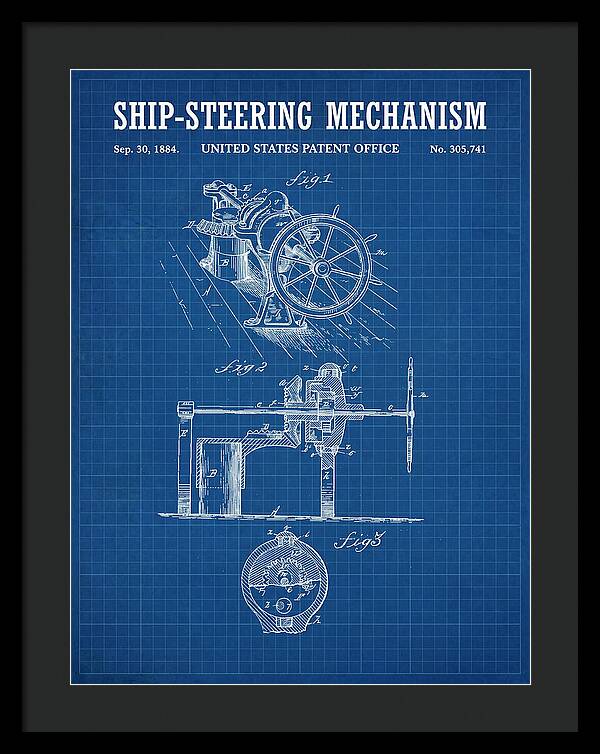Ship Steering Mechanism Blueprint Patent Us305741a