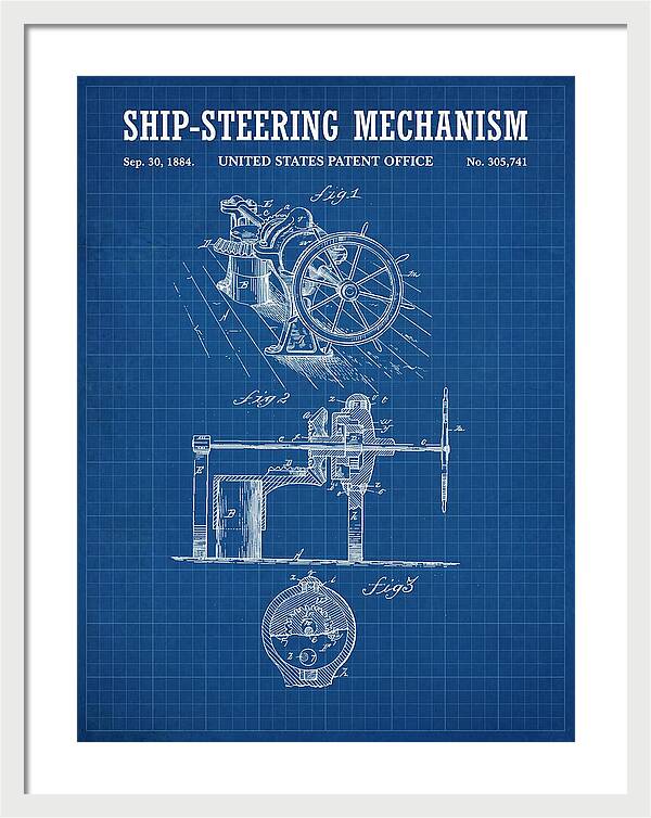 Ship Steering Mechanism Blueprint Patent Us305741a