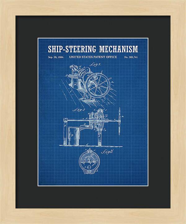 Ship Steering Mechanism Blueprint Patent Us305741a