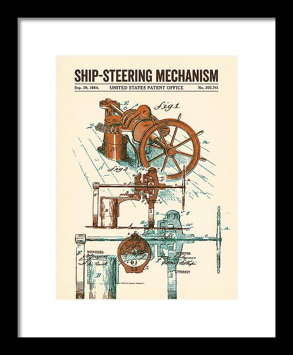 Ship Steering Mechanism Retro Patent Us305741a