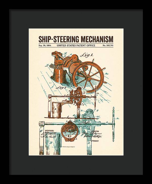 Ship Steering Mechanism Retro Patent Us305741a