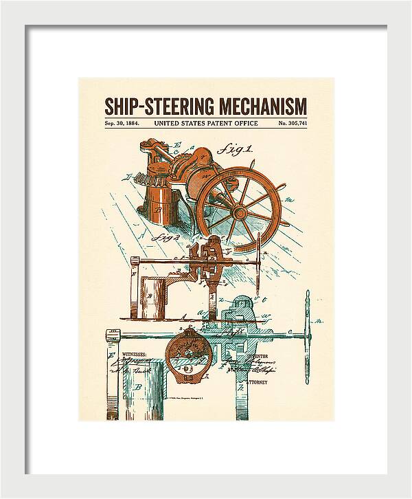 Ship Steering Mechanism Retro Patent Us305741a