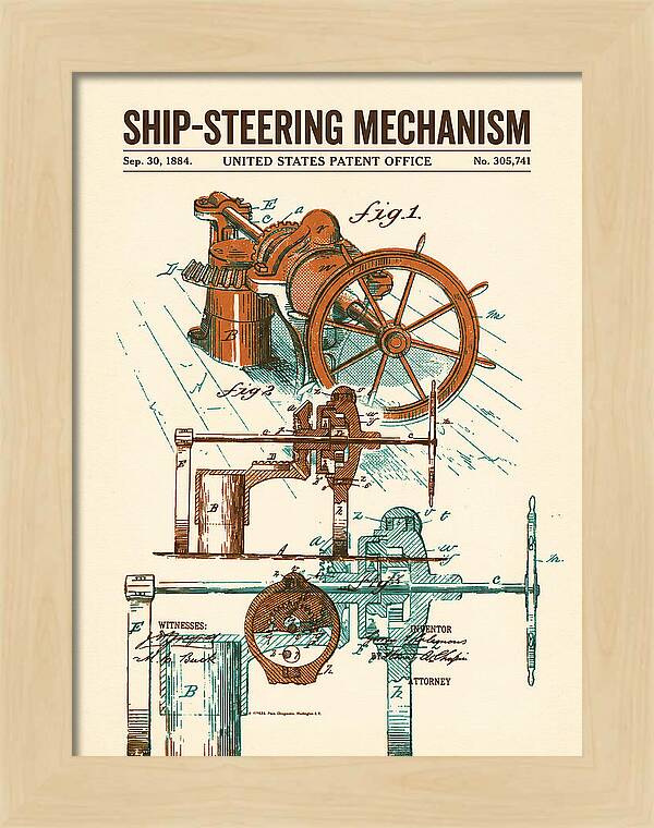 Ship Steering Mechanism Retro Patent Us305741a