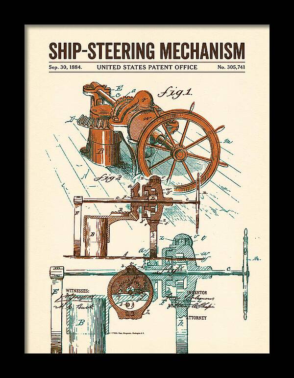 Ship Steering Mechanism Retro Patent Us305741a