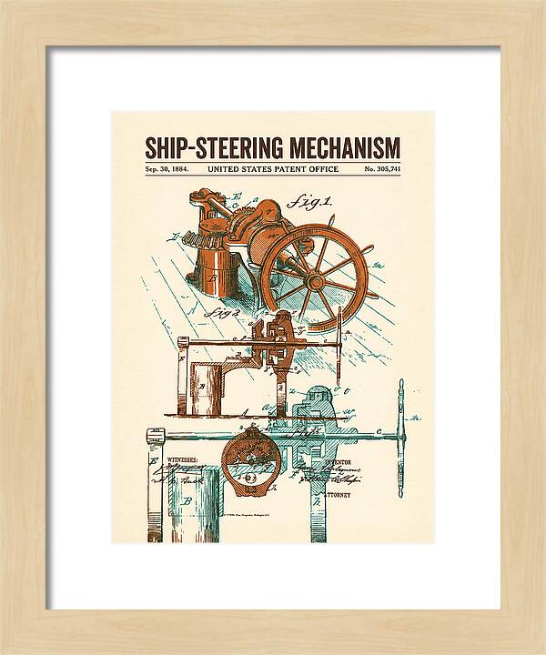 Ship Steering Mechanism Retro Patent Us305741a
