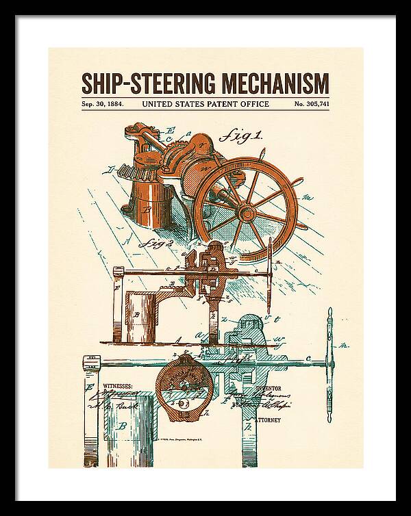 Ship Steering Mechanism Retro Patent Us305741a