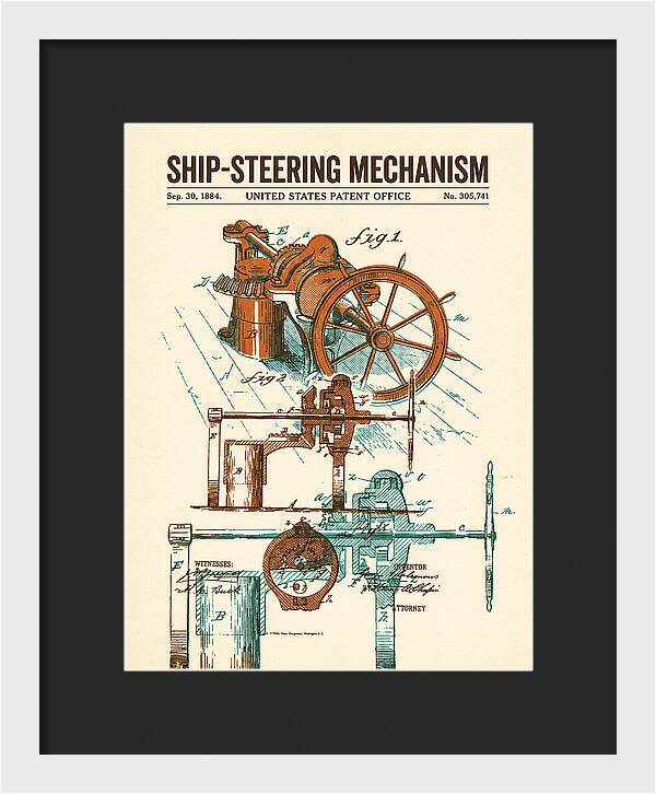 Ship Steering Mechanism Retro Patent Us305741a