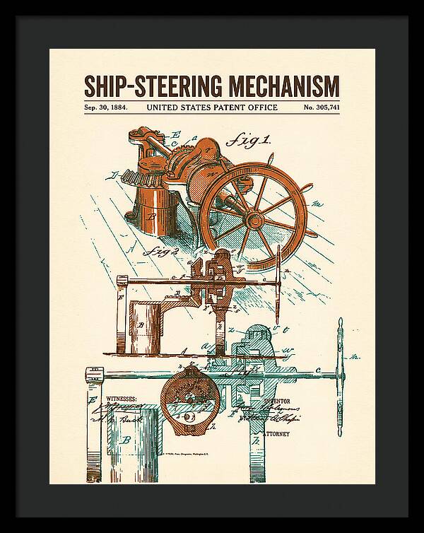 Ship Steering Mechanism Retro Patent Us305741a