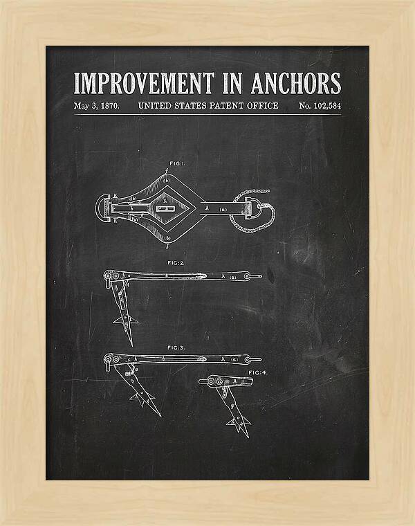 Ship's Anchor Chalkboard Patent Us102584a