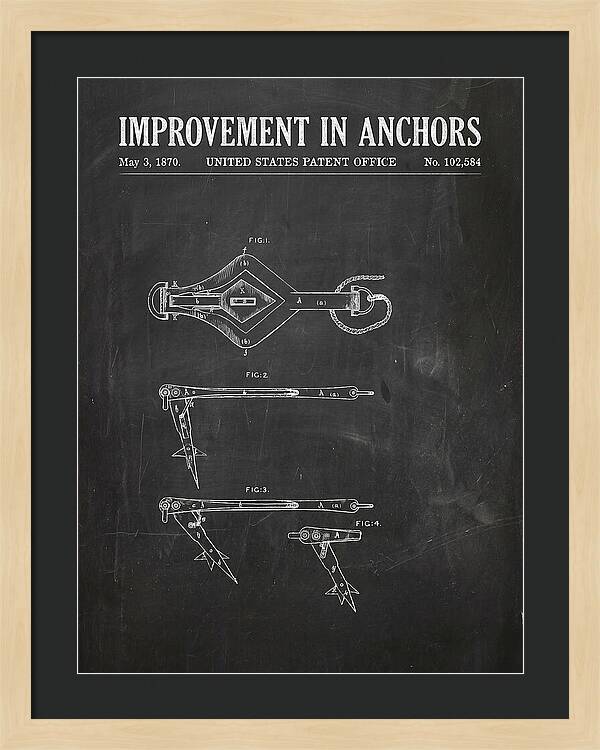 Ship's Anchor Chalkboard Patent Us102584a