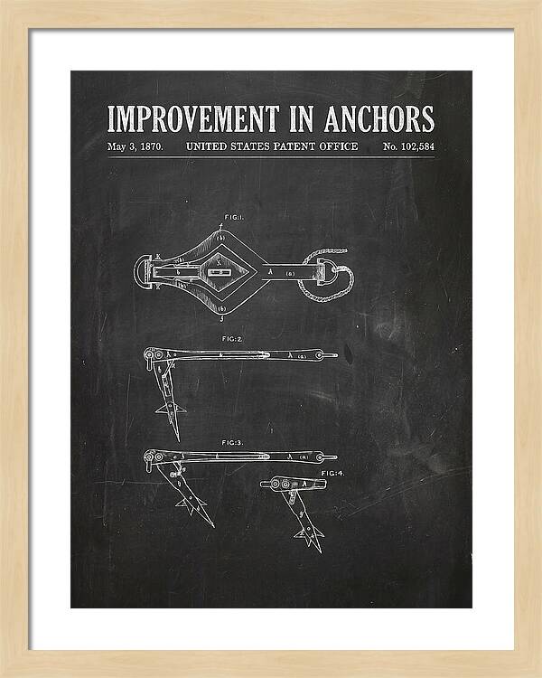 Ship's Anchor Chalkboard Patent Us102584a