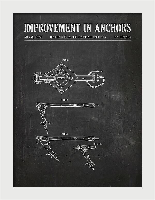 Ship's Anchor Chalkboard Patent Us102584a