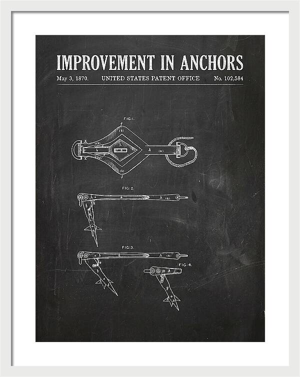 Ship's Anchor Chalkboard Patent Us102584a