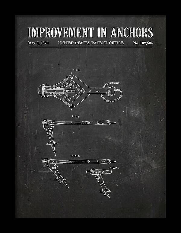 Ship's Anchor Chalkboard Patent Us102584a