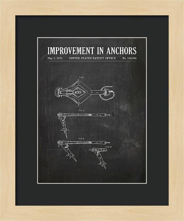 Ship's Anchor Chalkboard Patent Us102584a