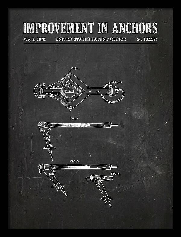 Ship's Anchor Chalkboard Patent Us102584a