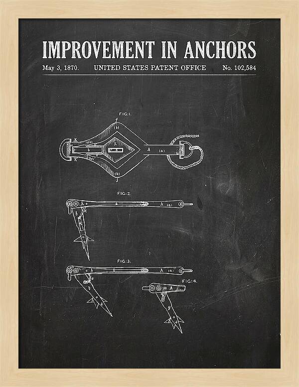 Ship's Anchor Chalkboard Patent Us102584a