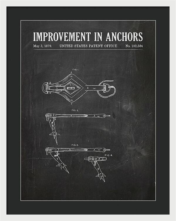 Ship's Anchor Chalkboard Patent Us102584a