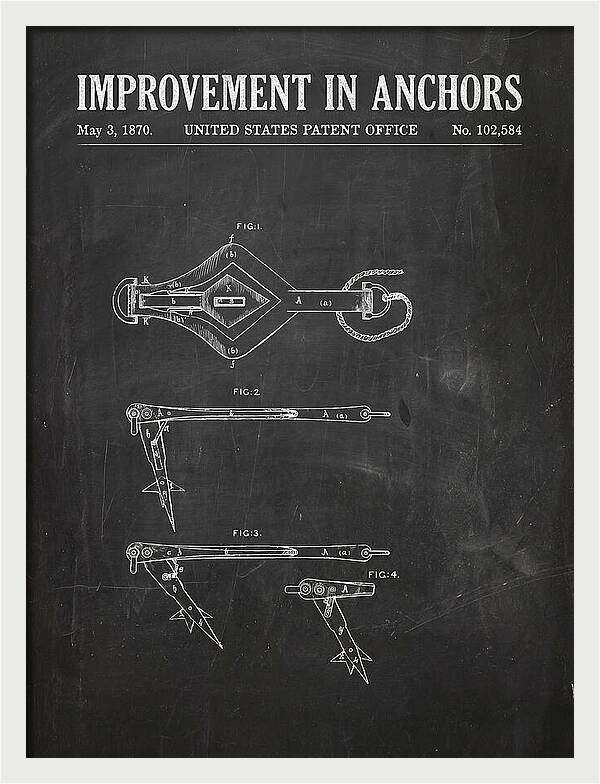 Ship's Anchor Chalkboard Patent Us102584a