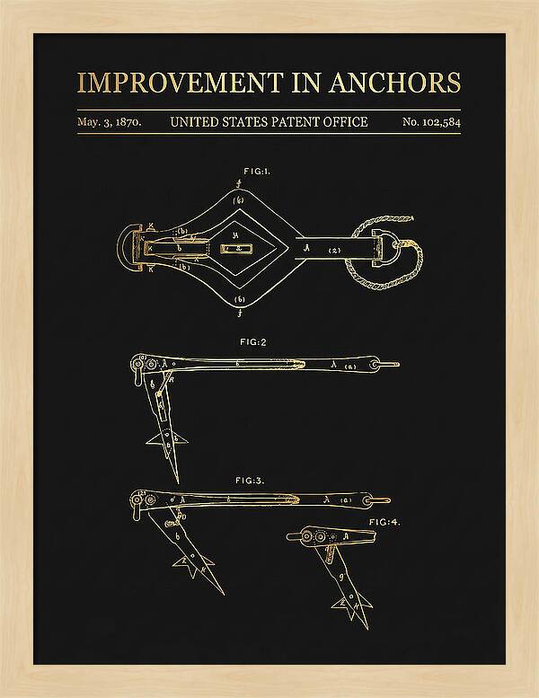 Ship's Anchor Gold Patent Us102584a