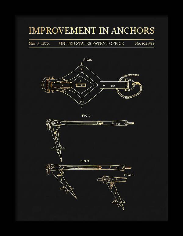 Ship's Anchor Gold Patent Us102584a