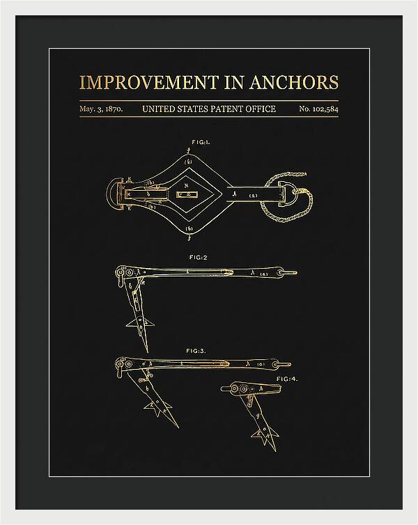 Ship's Anchor Gold Patent Us102584a