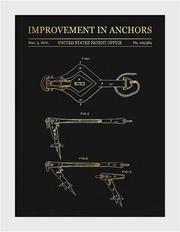 Ship's Anchor Gold Patent Us102584a
