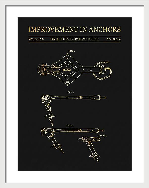 Ship's Anchor Gold Patent Us102584a