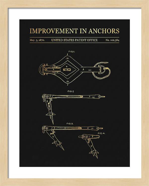 Ship's Anchor Gold Patent Us102584a