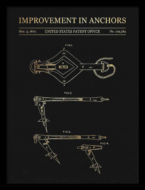 Ship's Anchor Gold Patent Us102584a