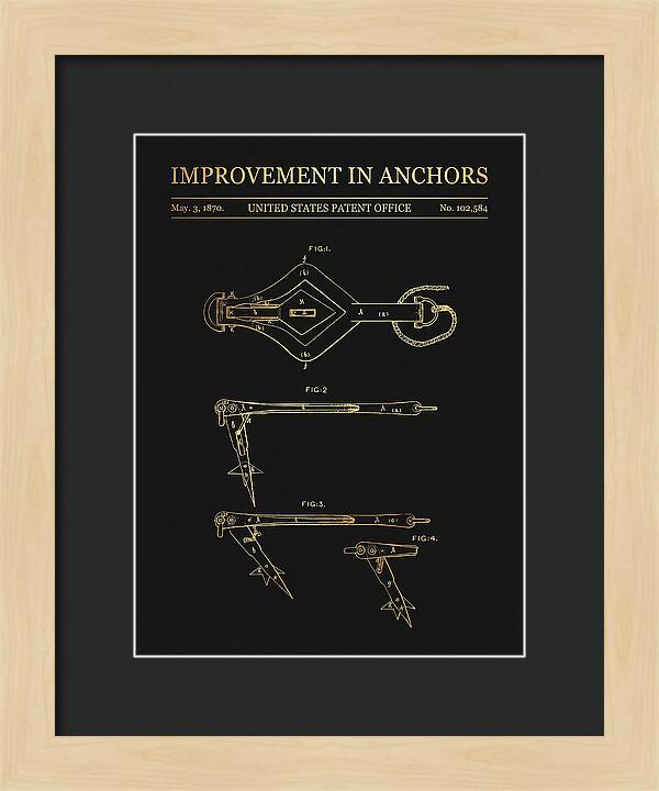 Ship's Anchor Gold Patent Us102584a