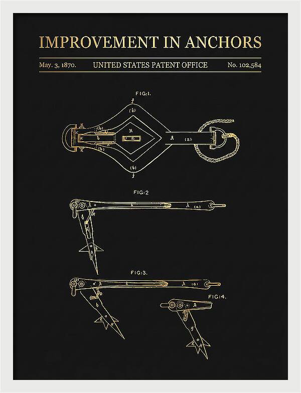Ship's Anchor Gold Patent Us102584a