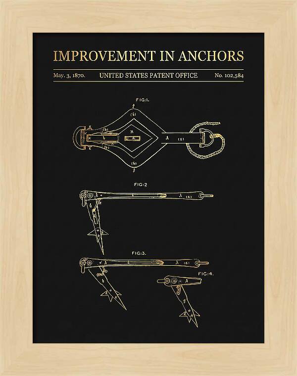 Ship's Anchor Gold Patent Us102584a