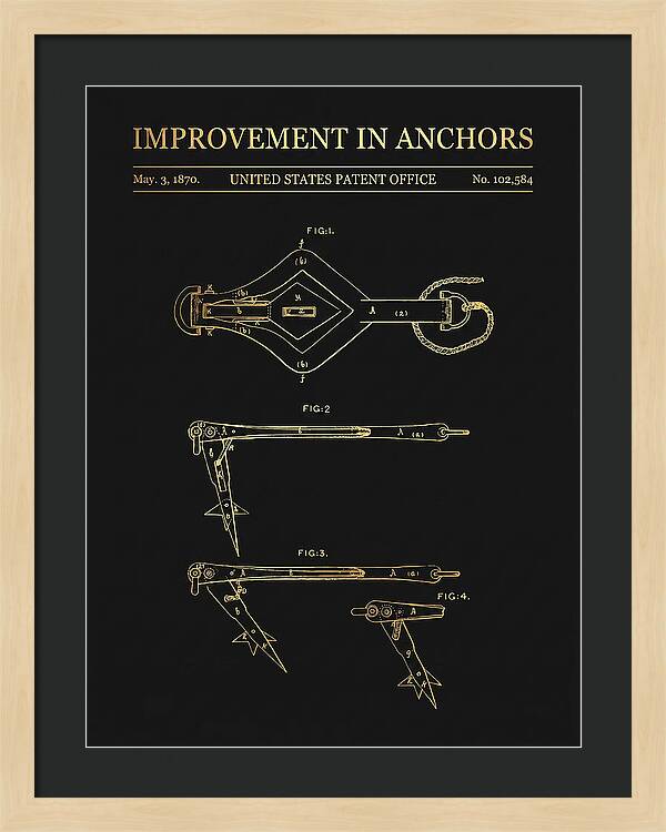 Ship's Anchor Gold Patent Us102584a