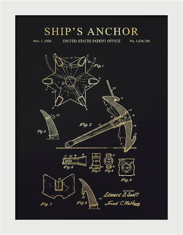 Ship's Anchor Gold Patent Us1636760