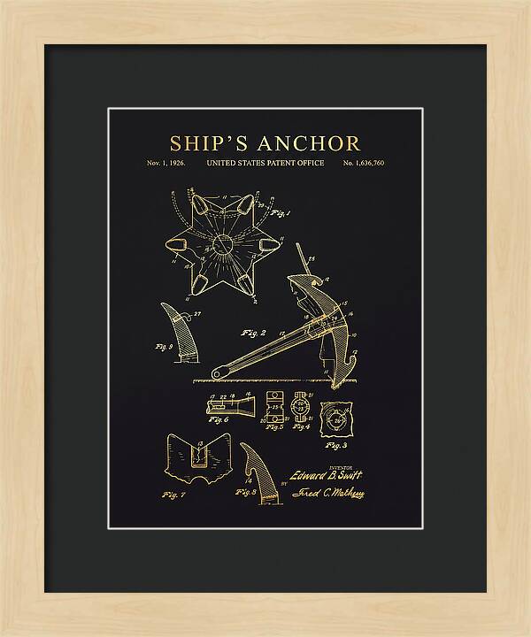 Ship's Anchor Gold Patent Us1636760