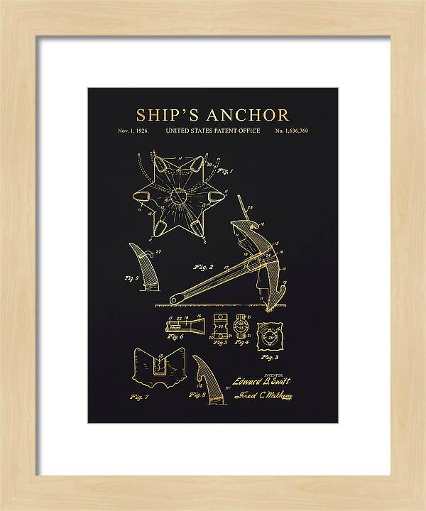 Ship's Anchor Gold Patent Us1636760