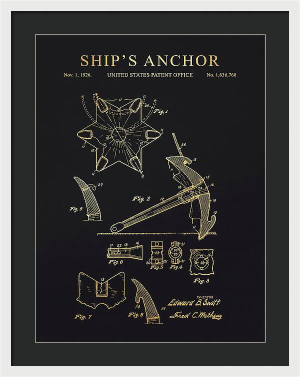 Ship's Anchor Gold Patent Us1636760