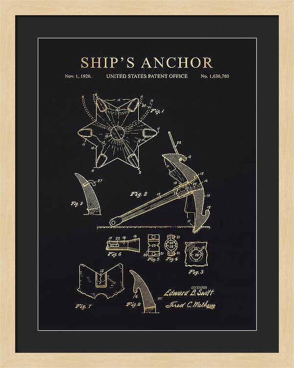 Ship's Anchor Gold Patent Us1636760