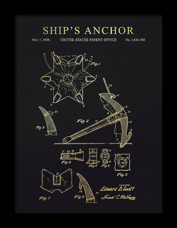 Ship's Anchor Gold Patent Us1636760